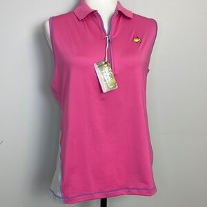MAGNOLIA Lane Pink/Purple/Grey Sleeveless Collared Golf Shirt Sz Medium